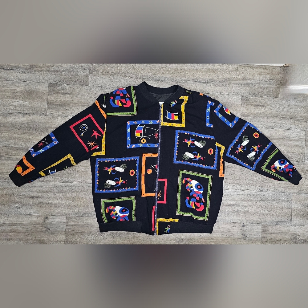Vintage Teddi Multicolor Geometric Zip-Up Jacket - Picture 2 of 4